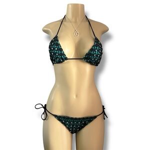 VS black and Blue Halter Bikini Set